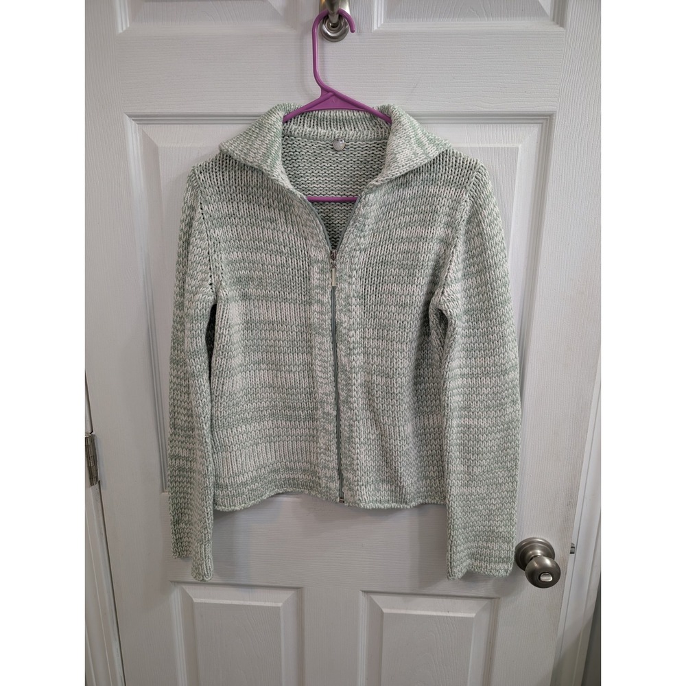 Margaret O'Leary Zip Up Cardigan Women Cotton Chunky Knit USA - Size M‎